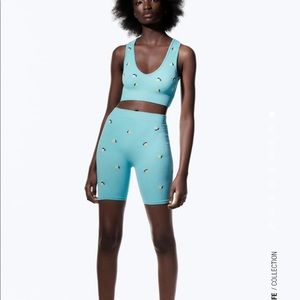Seamless embroidered bike shorts set From Zara- M-L
